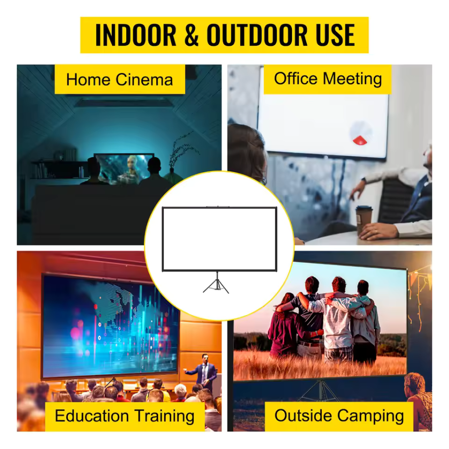 C-Series Tripod Projector Screen – 4K HD 16:9, Foldable Stand CinemoraPro™