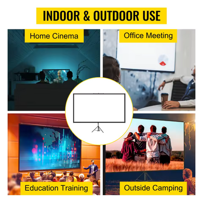 C-Series Tripod Projector Screen – 4K HD 16:9, Foldable Stand CinemoraPro™