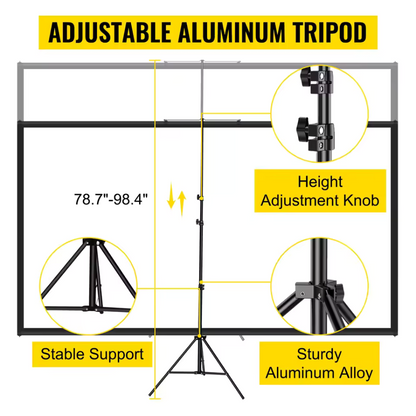 C-Series Tripod Projector Screen – 4K HD 16:9, Foldable Stand CinemoraPro™