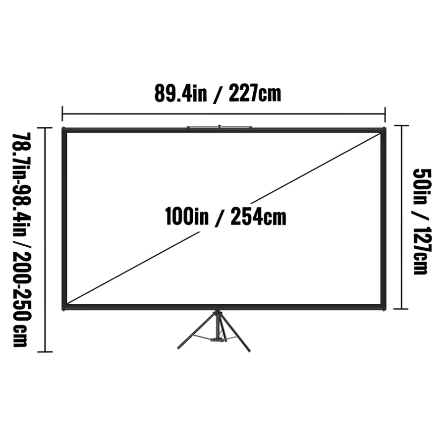 C-Series Tripod Projector Screen – 4K HD 16:9, Foldable Stand CinemoraPro™